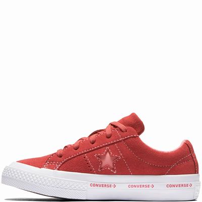 Converse One Star Suede Wordmark Low Tops Kids - Pink/Pink Shoes (562QSPJA)